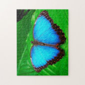 Blauwe Morfofalter Butterfly. Legpuzzel (Verticaal)