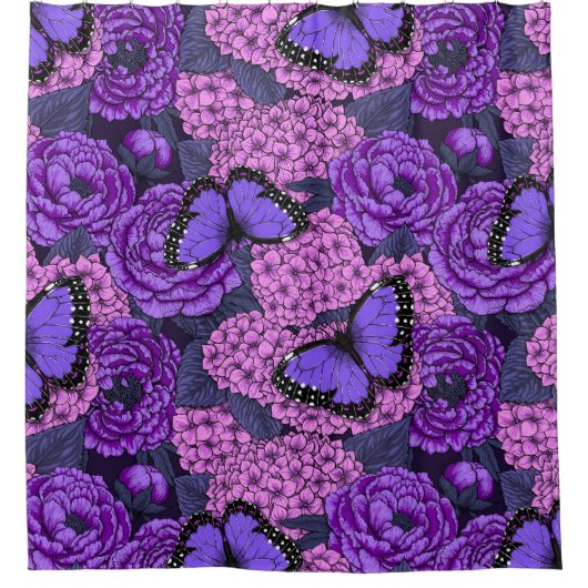 Blauwe morfotuin 2 douchegordijn (Voorkant)