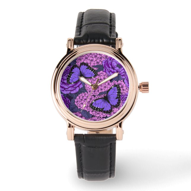 Blauwe morfotuin 2 horloge (Voorkant)