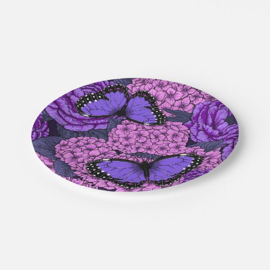 Blauwe morfotuin 2 papieren bordje (Gekanteld)