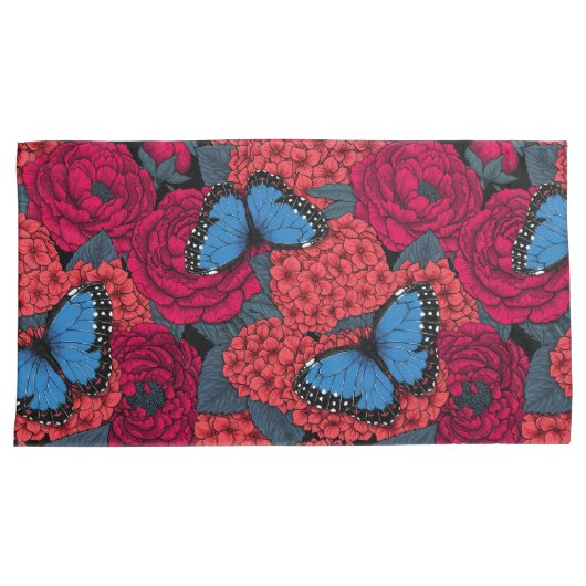 Blauwe morfotuin kussensloop (Voorkant-Rechts)