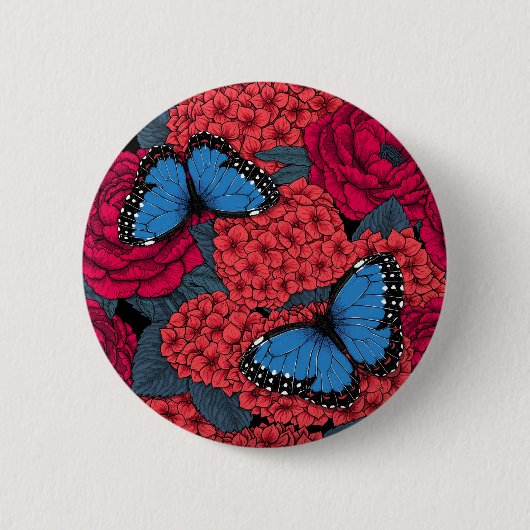 Blauwe morfotuin ronde button 5,7 cm (Voorkant)