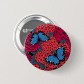 Blauwe morfotuin ronde button 5,7 cm (Voorkant /achterkant)
