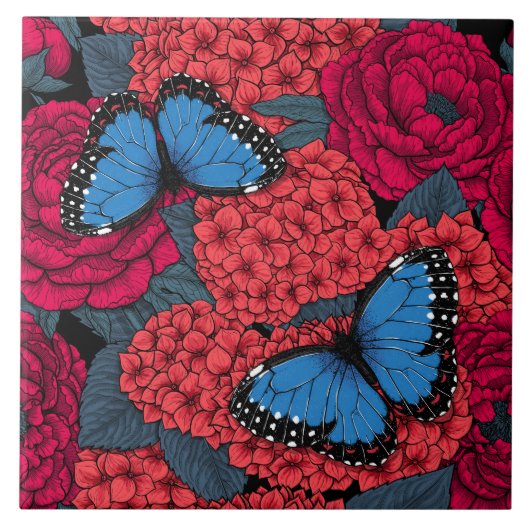 Blauwe morfotuin tegeltje (Voorkant)