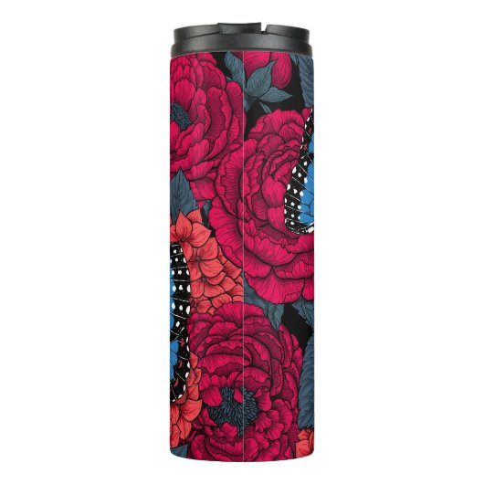 Blauwe morfotuin thermosbeker (Achterkant)