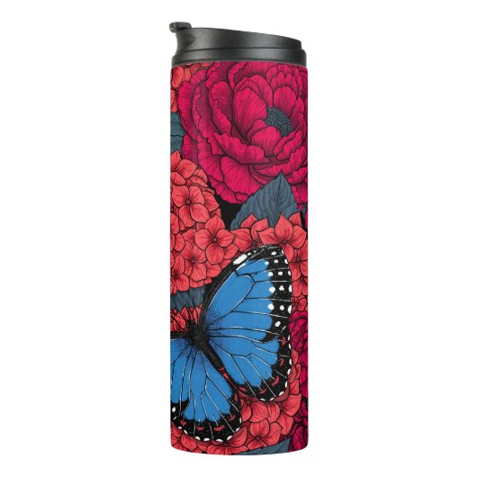 Blauwe morfotuin thermosbeker (Geroteerd rechts)