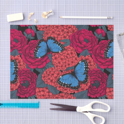 Blauwe morfotuin tissuepapier (Craft)