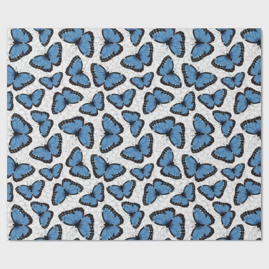 Blauwe morfovlinder cadeaupapier (Vlak)