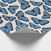 Blauwe morfovlinder cadeaupapier (Hoek)