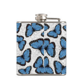 Blauwe morfovlinder heupfles (Achterkant)