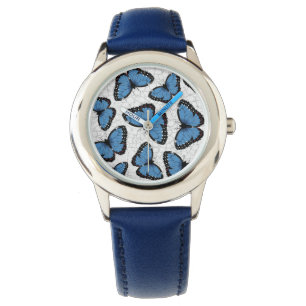 Blauwe morfovlinder horloge