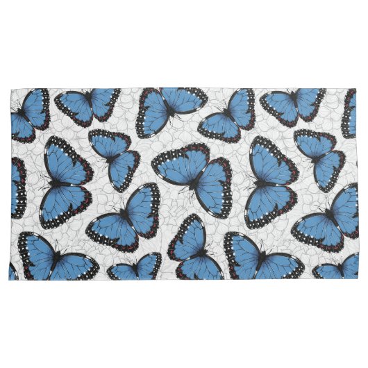 Blauwe morfovlinder kussensloop (Voorkant-Rechts)