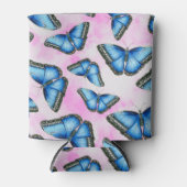 Blauwe Morfovlinder op roze wolken Illustratie Blikjeskoeler (Voorkant)