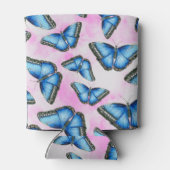 Blauwe Morfovlinder op roze wolken Illustratie Blikjeskoeler (Achterkant)