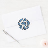 Blauwe morfovlinder ronde sticker (Envelop)