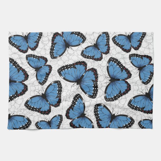 Blauwe morfovlinder theedoek (Horizontaal)