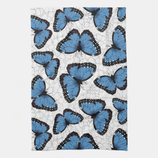 Blauwe morfovlinder theedoek (Verticaal)