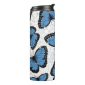 Blauwe morfovlinder thermosbeker (Gedraaid links)