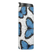 Blauwe morfovlinder thermosbeker (Geroteerd rechts)