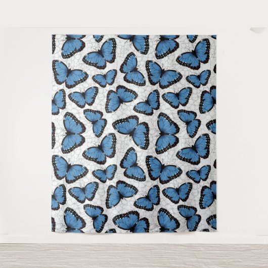 Blauwe morfovlinder wandkleed (Voorkant)