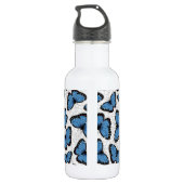 Blauwe morfovlinder waterfles (Achterkant)