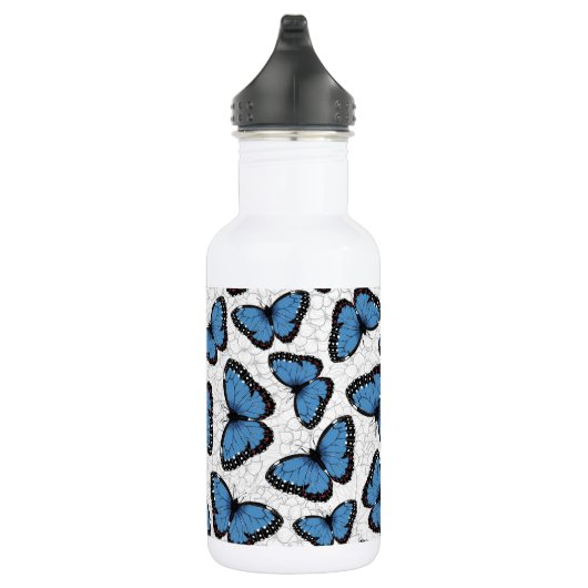 Blauwe morfovlinder waterfles  (Rechts)