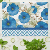 Blauwe Morning Glories en Lattice Werk Theedoek (Gevouwen)