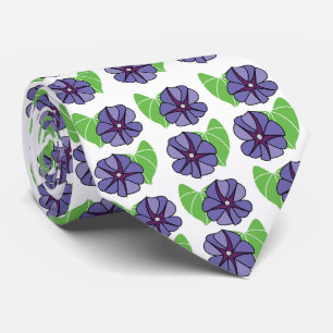 Blauwe Morning Glory Bloemen Bloemstuk Stropdas