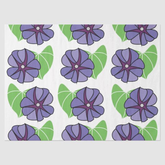 Blauwe Morning Glory Bloemen Bloemstuk Tissuepapier (Voorkant)