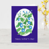  Blauwe Morning Glory Bloemen Moederdag Kaart (Gele Bloem)