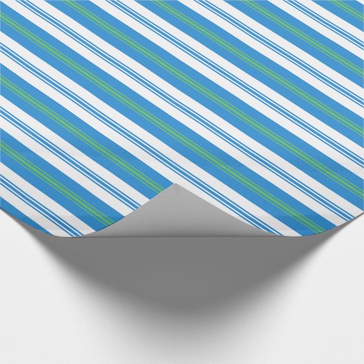 Blauwe Morning Glory Deckchair Stripe Giftwrap Cadeaupapier (Hoek)
