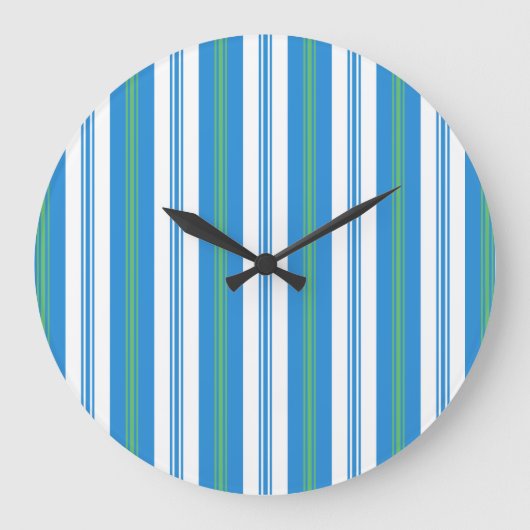 Blauwe Morning Glory Deckchair Stripe wandklok (Voorkant)