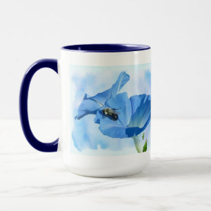 Blauwe morning Glory en Bumblebee Mok