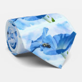 Blauwe morning Glory en Bumblebee Stropdas (Opgerold)