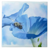 Blauwe morning Glory en Bumblebee Tegeltje (Voorkant)