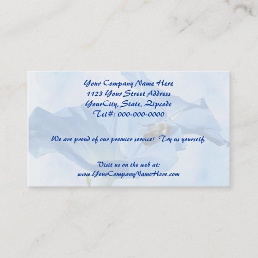 Blauwe morning Glory en Bumblebee Visitekaartje (Voorkant)