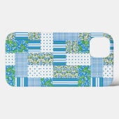 Blauwe Morning Glory Faux Patchwork iPad Case (Achterkant (horizontaal))