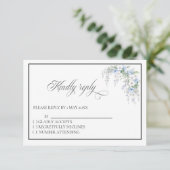  Blauwe Morning Glory RSVP kaart (Staand voorkant)