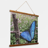 Blauwe Morpho Butterfly Rustiek Ontwerp Hangend Wandkleed (Gebogen)