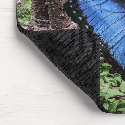 Blauwe Morpho Butterfly Rustiek Ontwerp Muismat (Hoek)