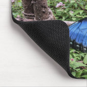 Blauwe Morpho Butterfly Rustiek Ontwerp Muismat (Hoek)