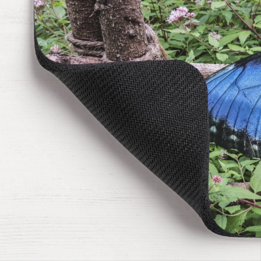 Blauwe Morpho Butterfly Rustiek Ontwerp Muismat (Hoek)