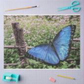 Blauwe Morpho Butterfly Rustiek Ontwerp Tissuepapier (Craft)