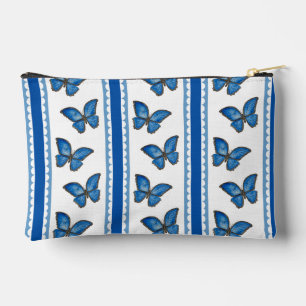 Blauwe Morpho Butterfly Stripe Zipper Pouch Etui