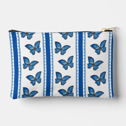 Blauwe Morpho Butterfly Stripe Zipper Pouch Etui (Achterkant)