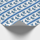 Blauwe Morpho Streep Cadeaupapier (Hoek)