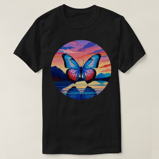Blauwe Morpho Vlinder 19 T-shirt (Design voorkant)