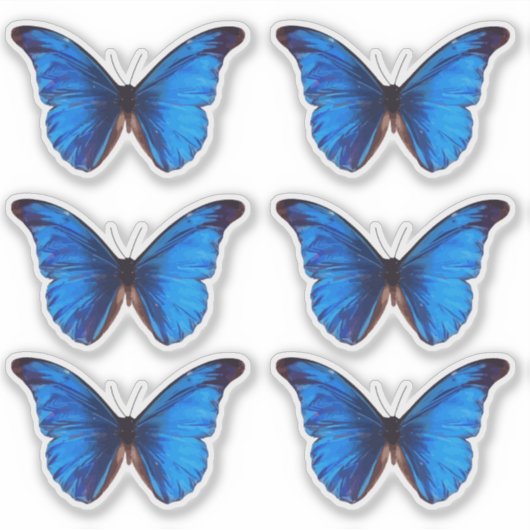 Blauwe Morpho vlinder | Custom Cut Vinyl Sticker (Voorkant)