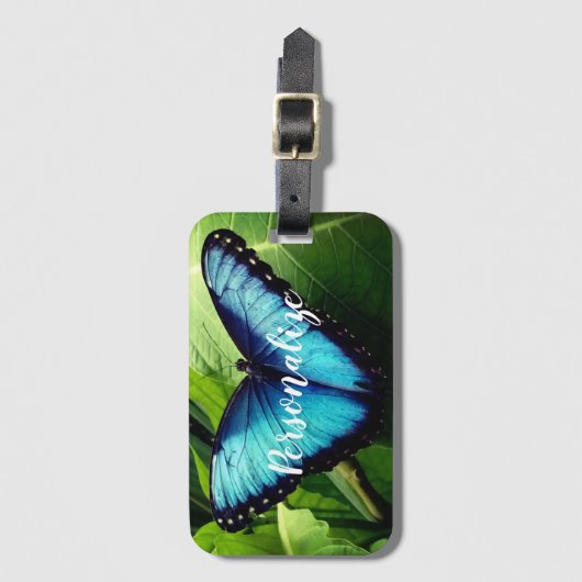 Blauwe Morpho-vlinder foto's reizen bagagelabels (Voorkant (verticaal))