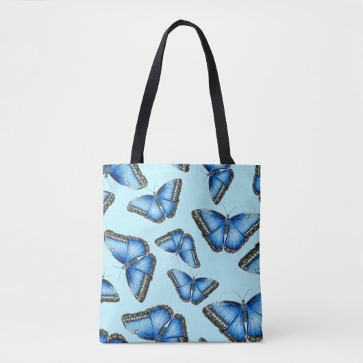 Blauwe Morpho Vlinder Illustratie Tote Bag (Voorkant)